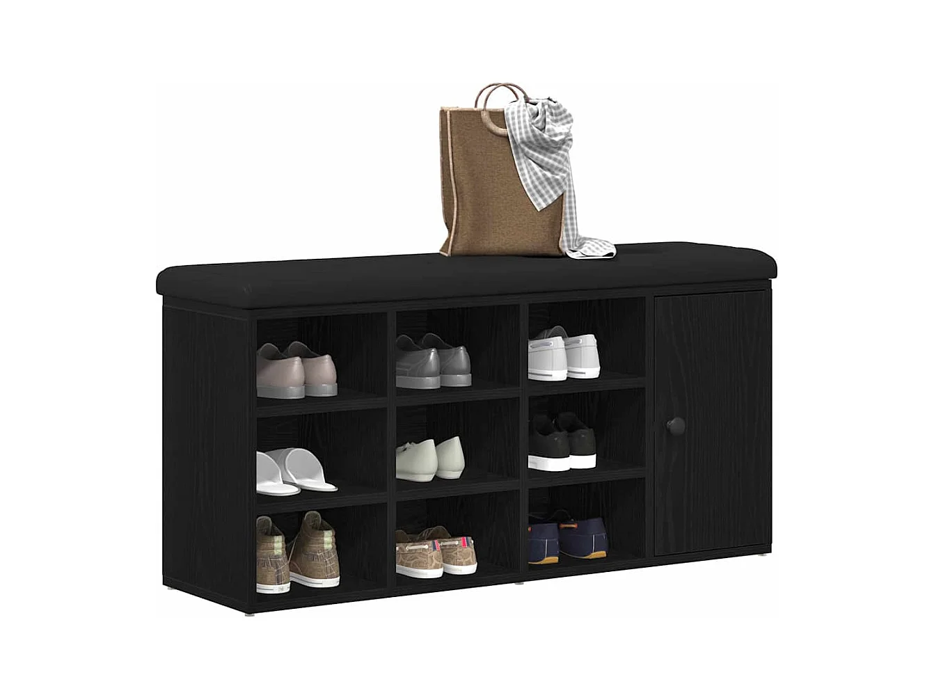 Banc à chaussures Noir 100 x 30 x 48 cm Bois d'ingénierie