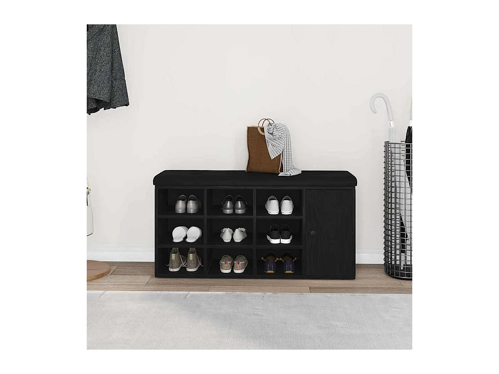 Banc à chaussures Noir 100 x 30 x 48 cm Bois d'ingénierie