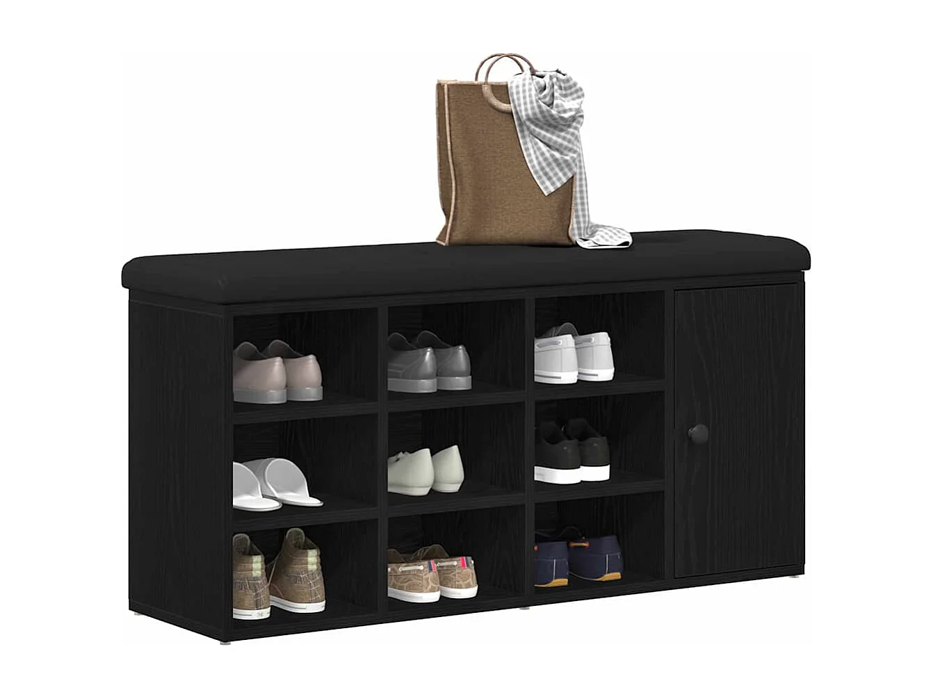 Banc à chaussures Noir 100 x 30 x 48 cm Bois d'ingénierie