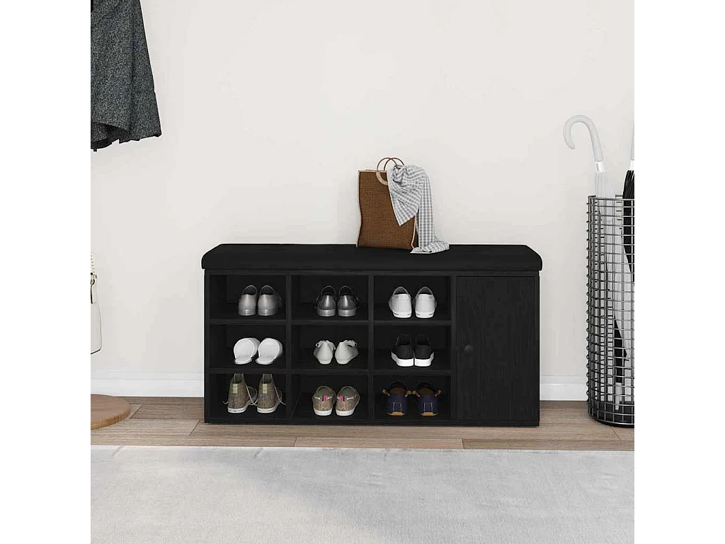 Banc à chaussures Noir 100 x 30 x 48 cm Bois d'ingénierie