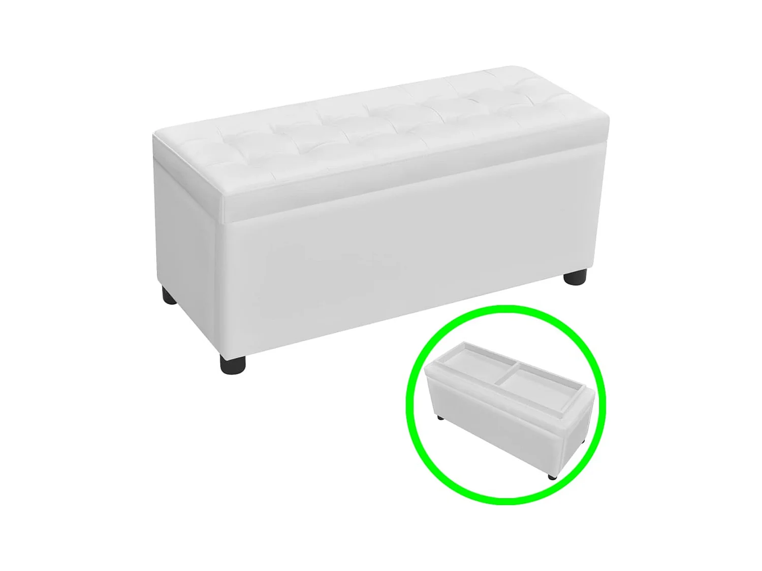 Pouf de rangement Cuir synthétique Blanc