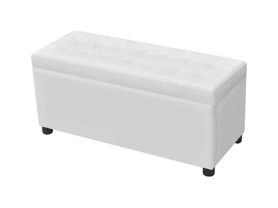 Pouf de rangement Cuir synthétique Blanc