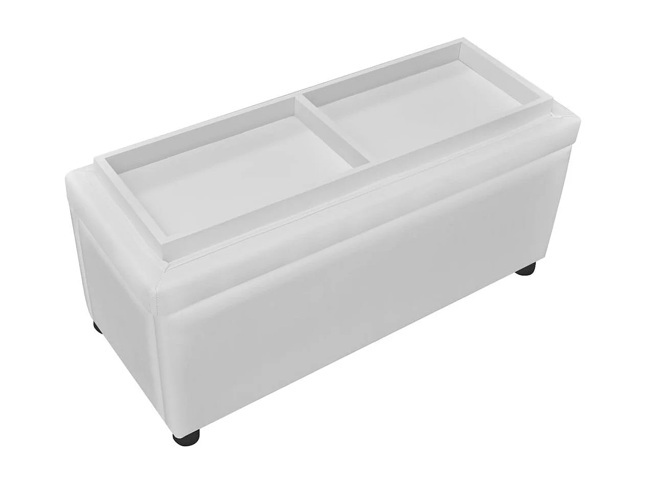 Pouf de rangement Cuir synthétique Blanc