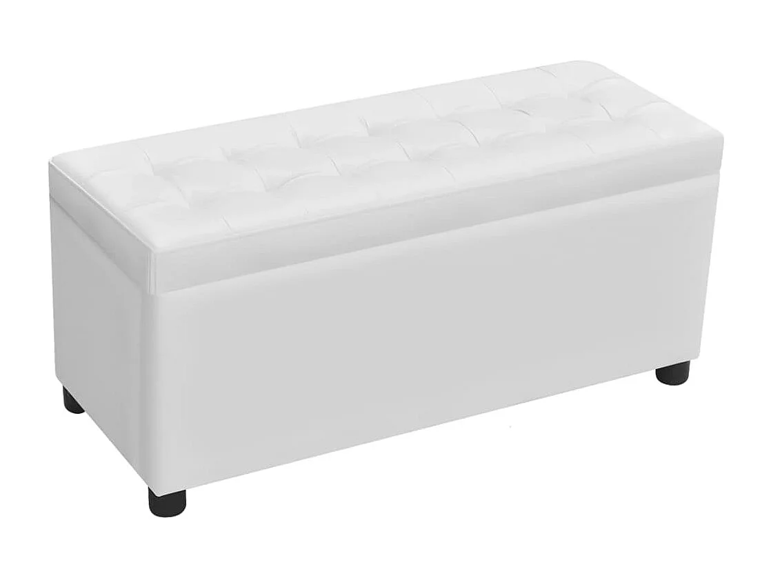 Pouf contenitore in pelle sintetica bianca