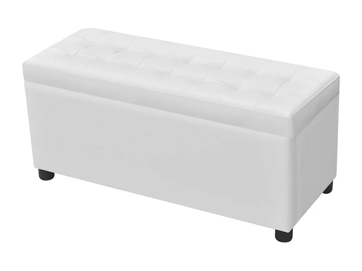 Pouf contenitore in pelle sintetica bianca