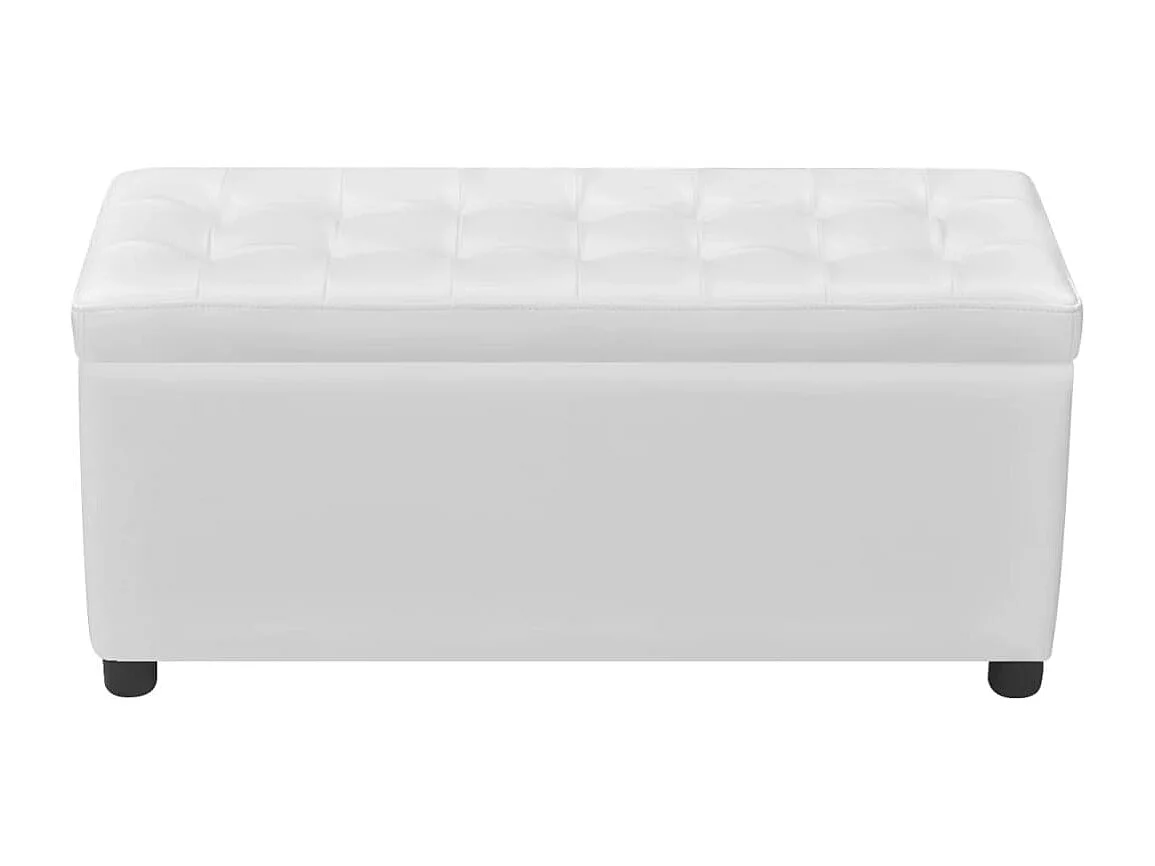 Pouf contenitore in pelle sintetica bianca