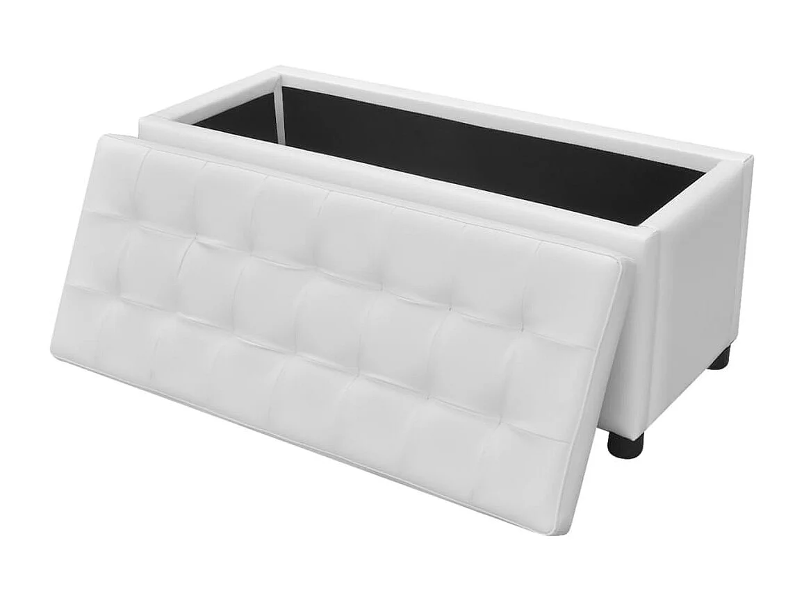 Pouf contenitore in pelle sintetica bianca