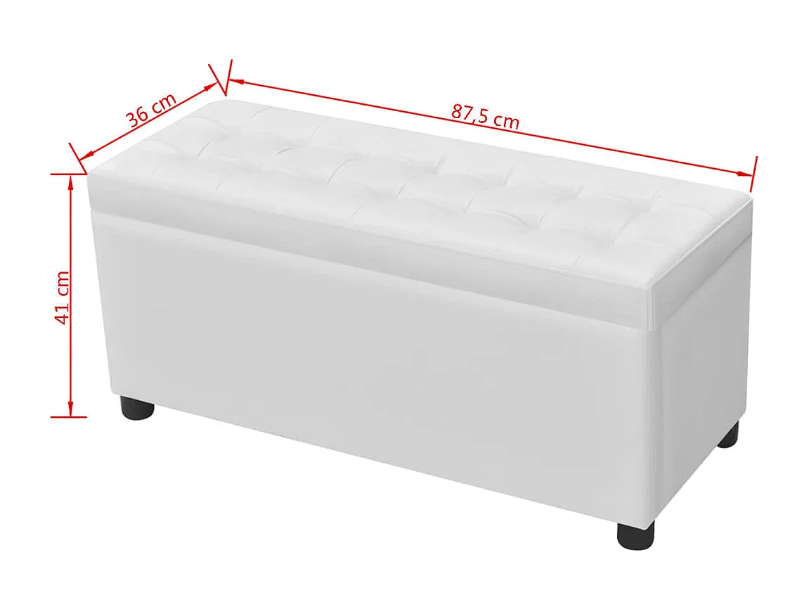 Pouf contenitore in pelle sintetica bianca