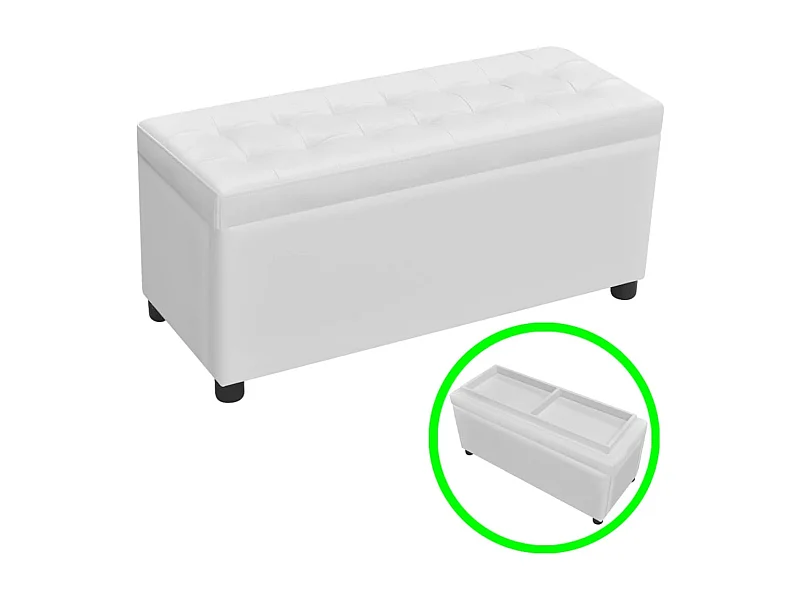 Pouf contenitore in pelle sintetica bianca