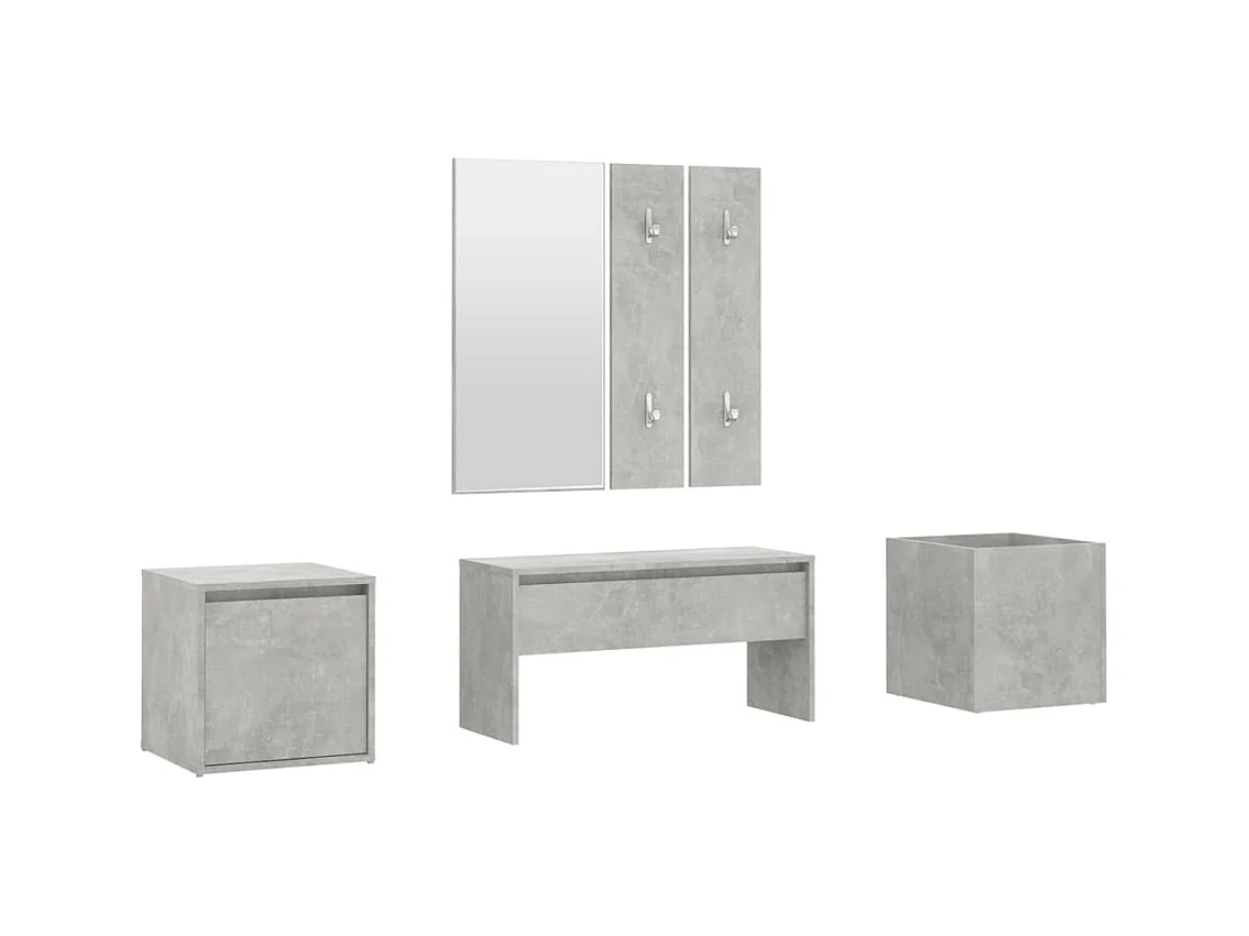 Betongraues Flurmöbel-Set aus Holzwerkstoff