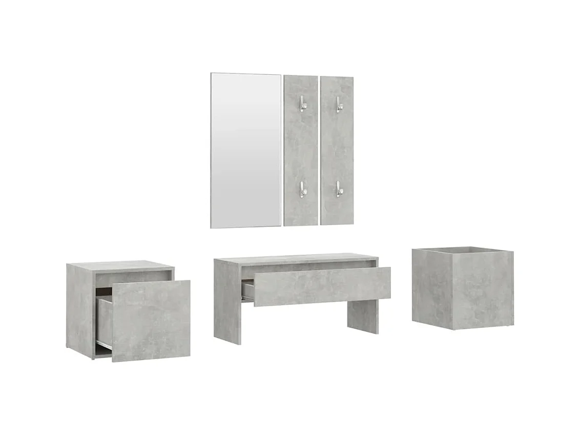 Betongraues Flurmöbel-Set aus Holzwerkstoff