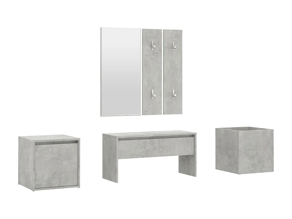 Set di mobili per corridoio grigio cemento in legno ingegnerizzato