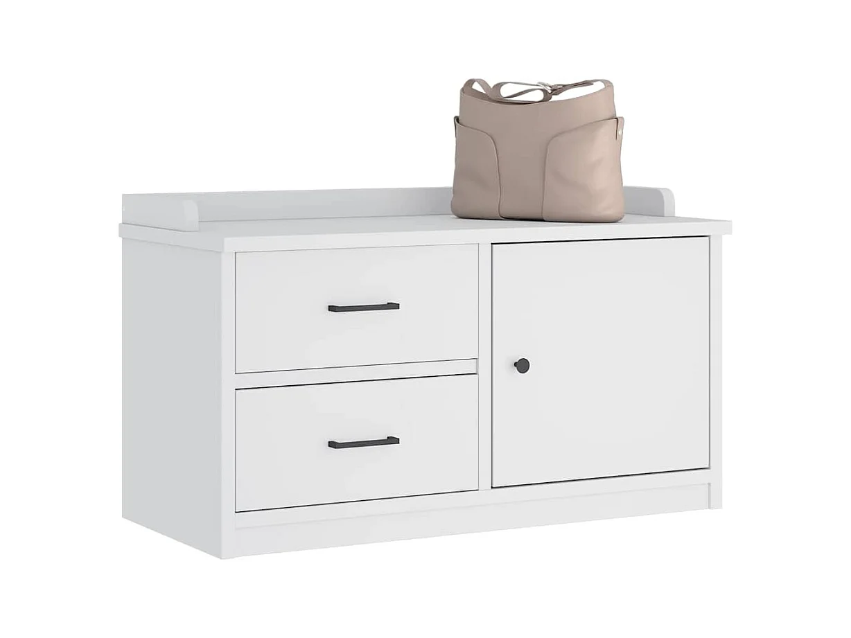 SANDNES weiße Flurbank 87x40x50 cm massives Kiefernholz