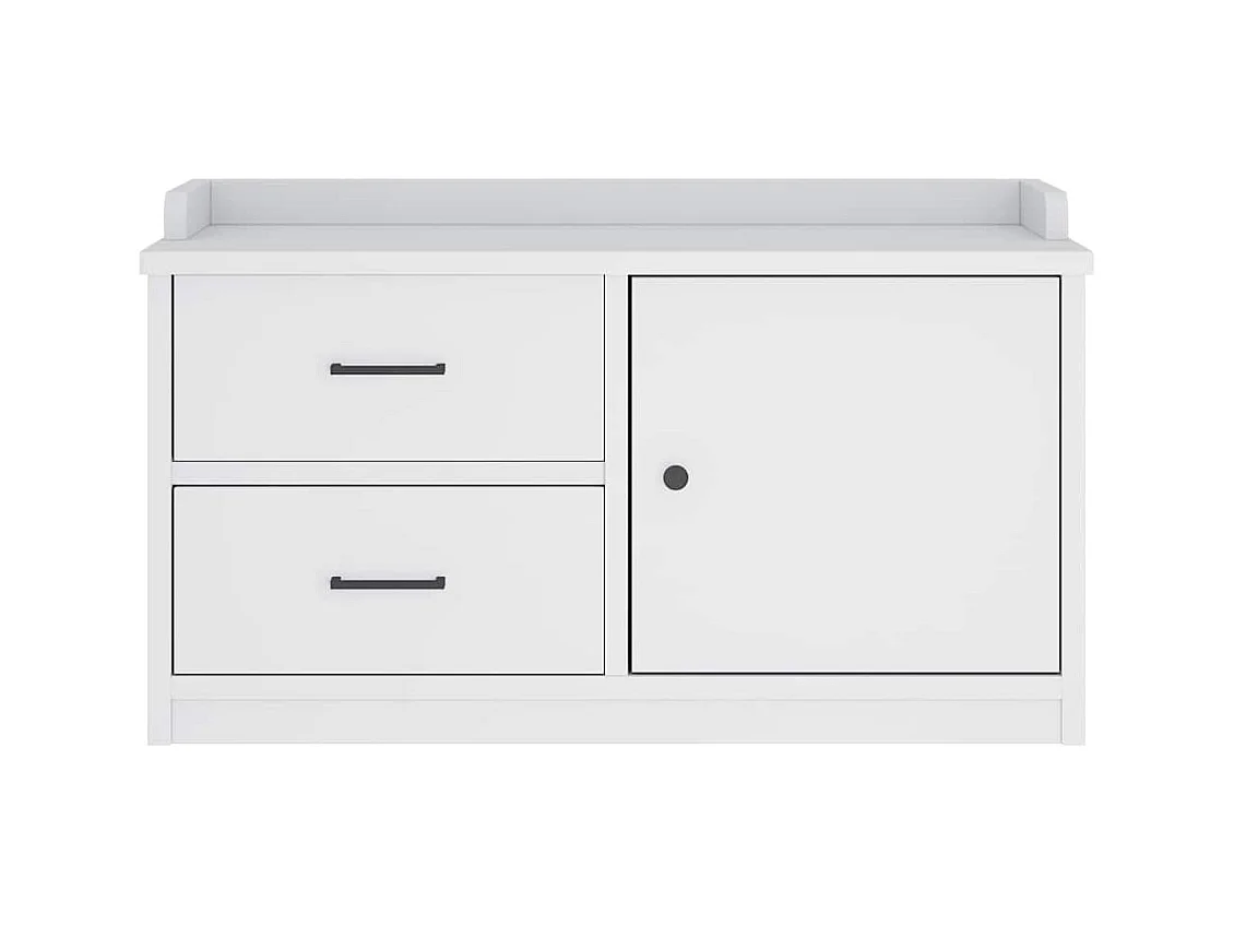 SANDNES weiße Flurbank 87x40x50 cm massives Kiefernholz