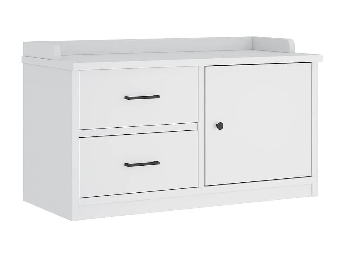 Panca da ingresso SANDNES bianca 87x40x50 cm in legno massello di pino