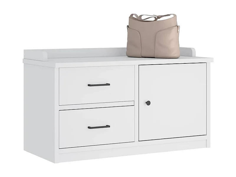 Panca da ingresso SANDNES bianca 87x40x50 cm in legno massello di pino