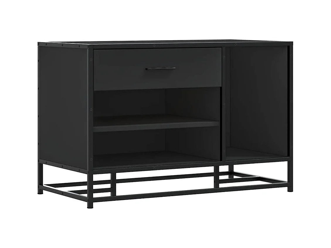 Panca portascarpe nera 80x40x53,5 cm in legno ingegnerizzato e metallo