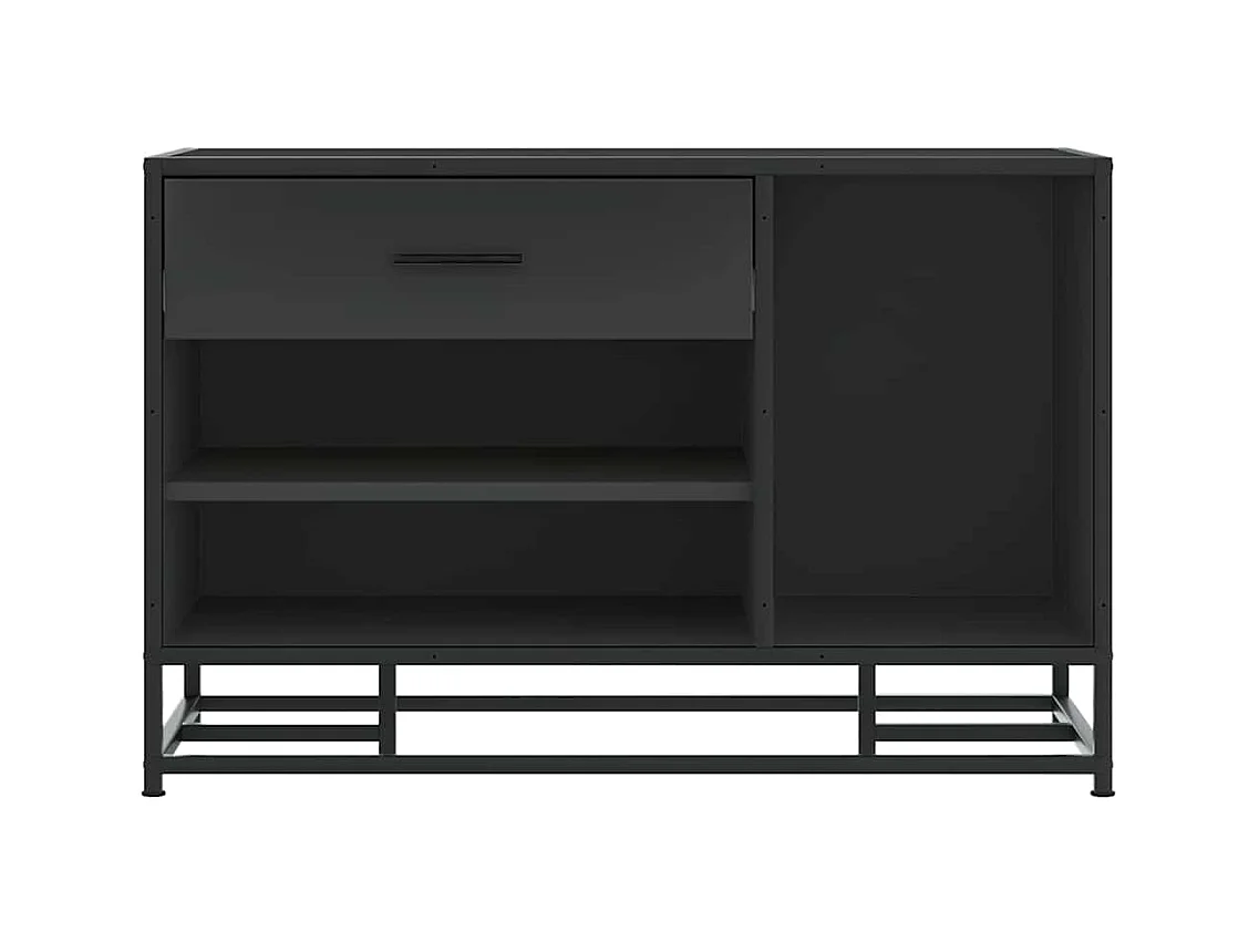 Panca portascarpe nera 80x40x53,5 cm in legno ingegnerizzato e metallo