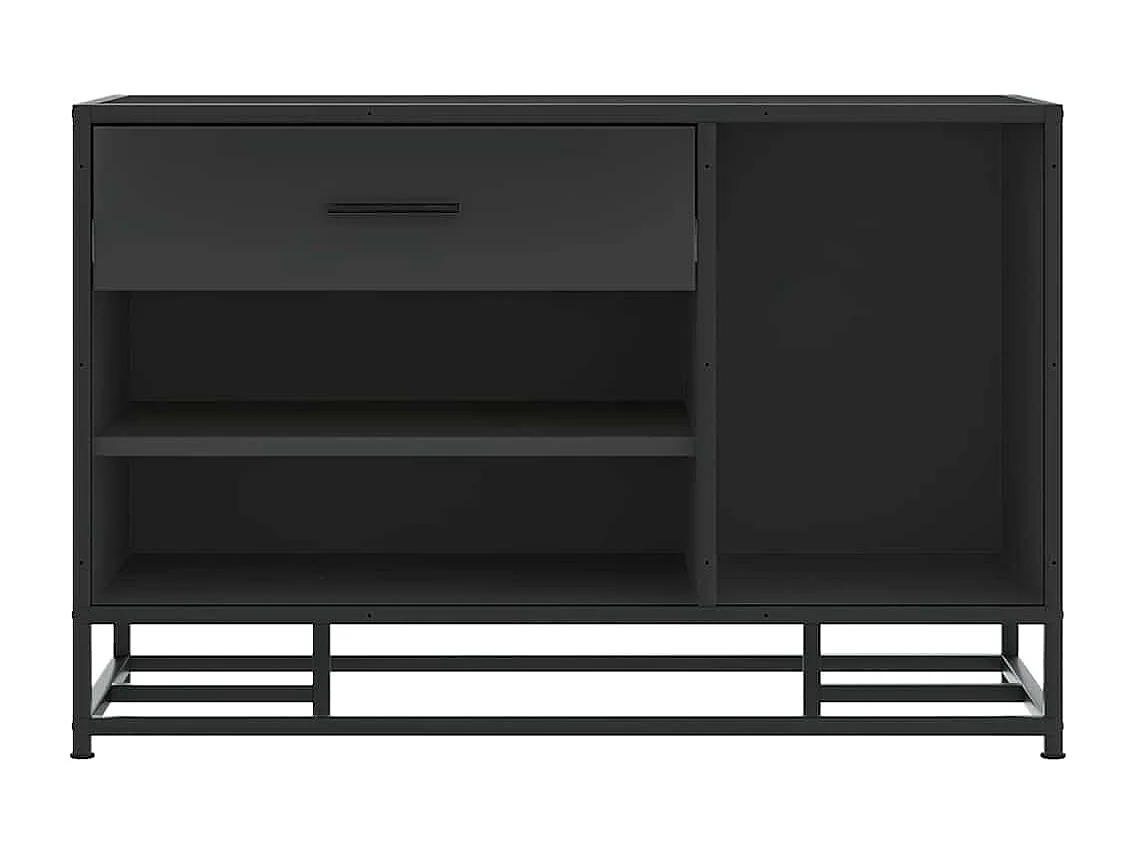 Banco zapatero negro 80x40x53,5 cm madera contrachapada y metal