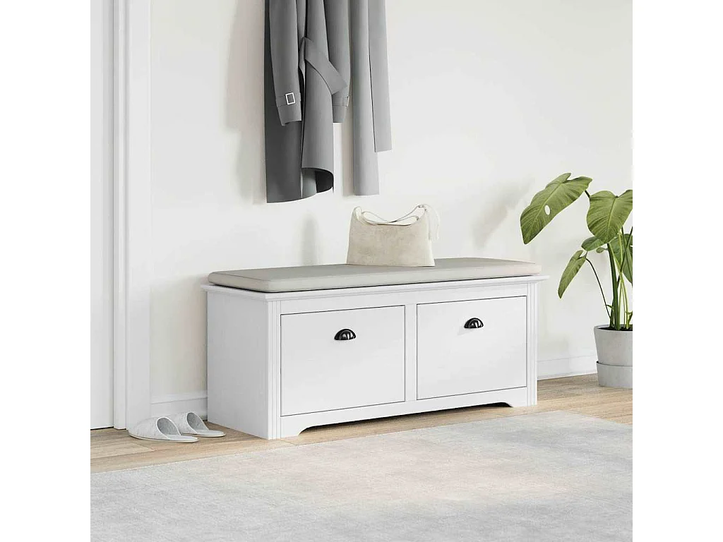 Panca da ingresso bianca BODO 114x40x45 cm