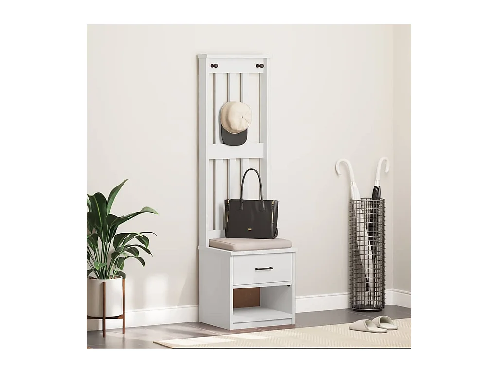 Appendiabiti bianco SANDNES 45x40x159,5 cm in legno massello di pino