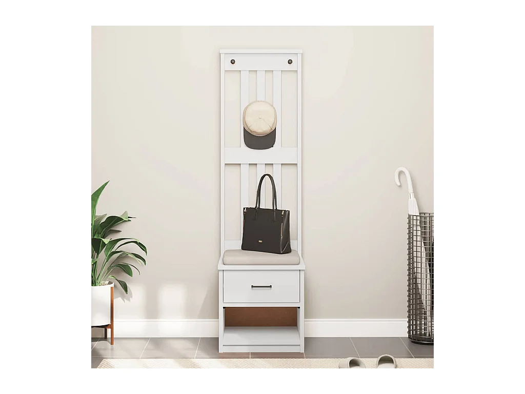 Appendiabiti bianco SANDNES 45x40x159,5 cm in legno massello di pino