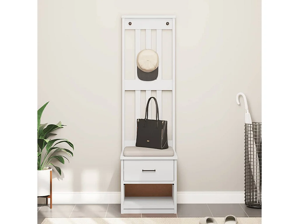 Appendiabiti bianco SANDNES 45x40x159,5 cm in legno massello di pino