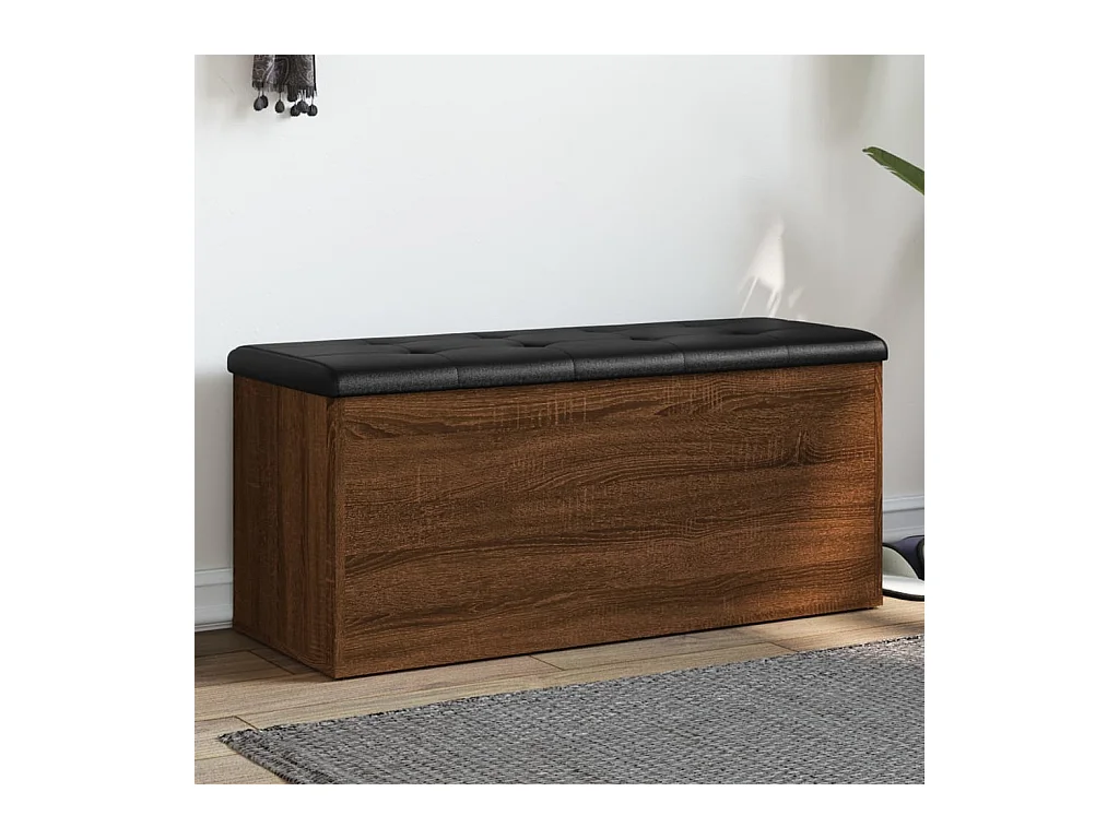 Bruine eikenhouten opbergbank 102x42x45 cm bewerkt hout