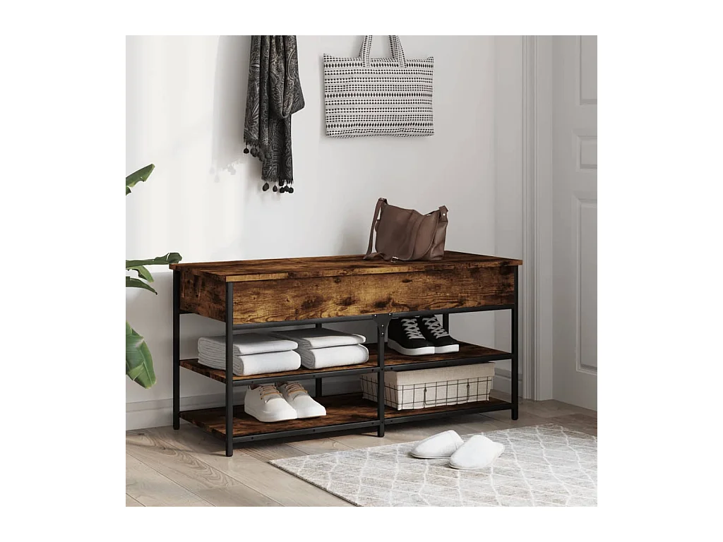 Schuhbank aus geräucherter Eiche 100x42,5x50 cm Holzwerkstoff