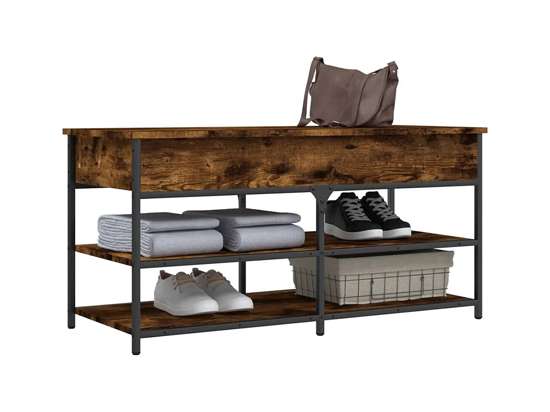 Schuhbank aus geräucherter Eiche 100x42,5x50 cm Holzwerkstoff