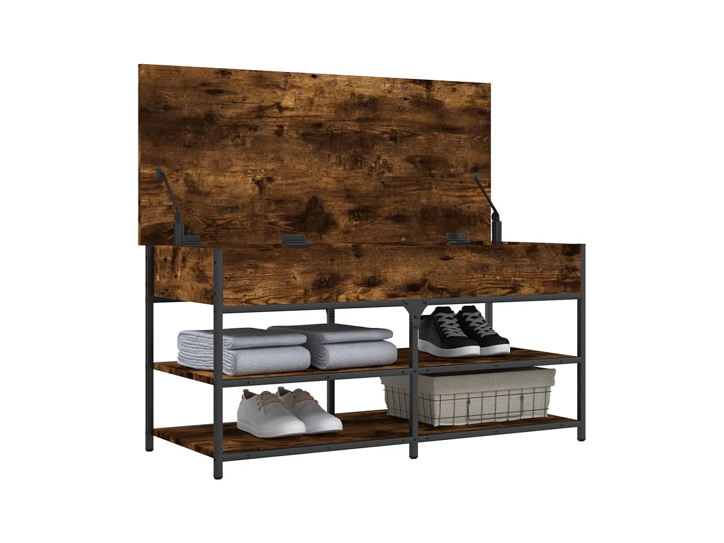 Schuhbank aus geräucherter Eiche 100x42,5x50 cm Holzwerkstoff