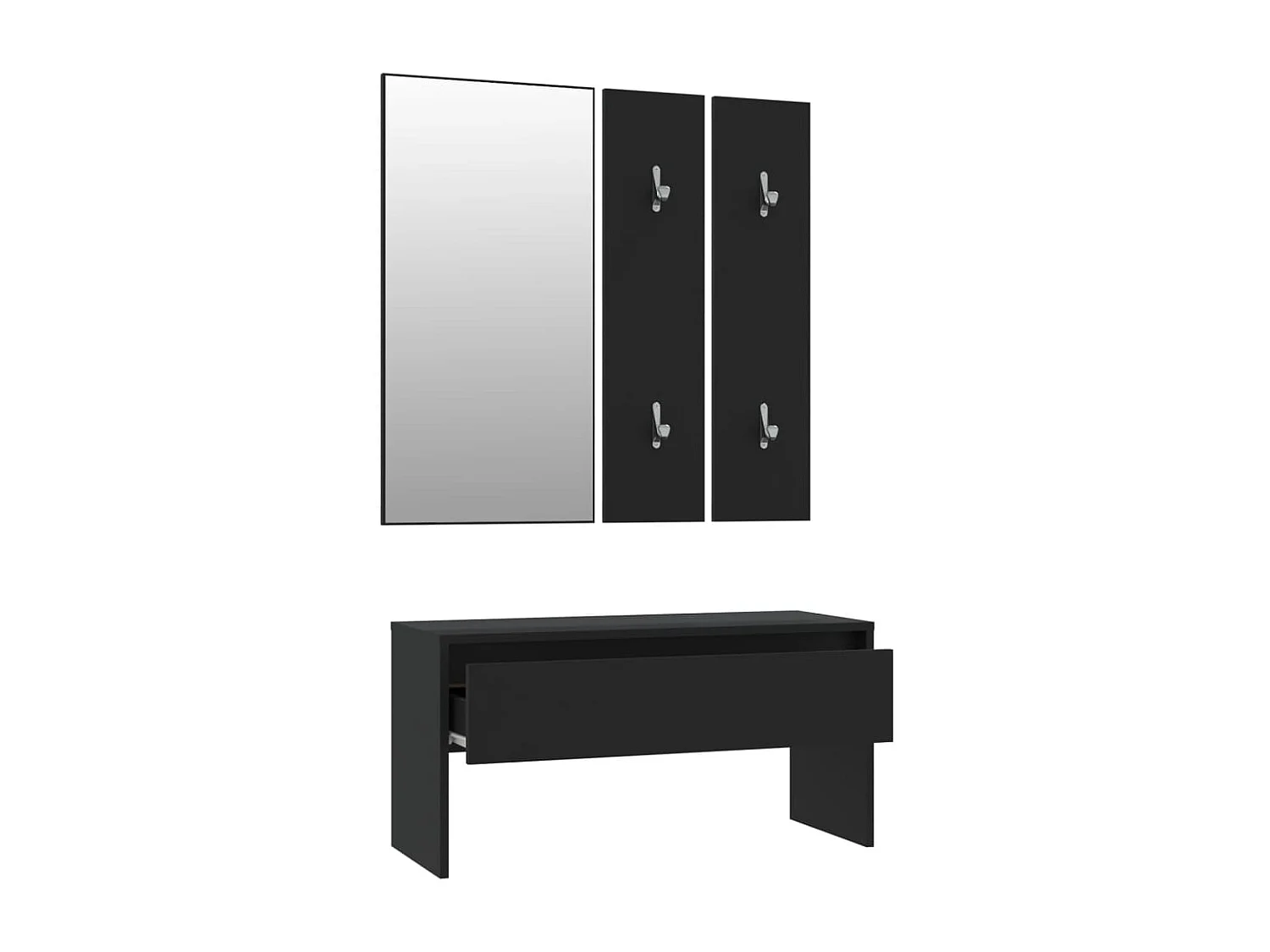 Set di mobili da ingresso in legno ingegnerizzato nero
