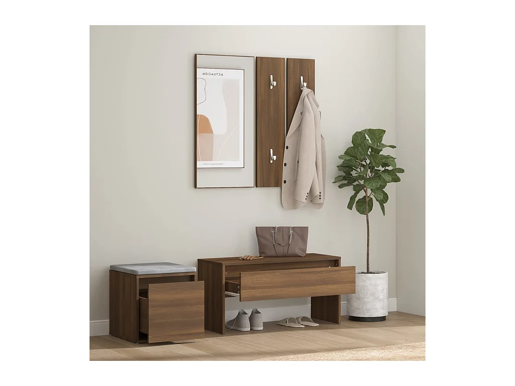 Ensemble de meubles de couloir Chêne marron Bois d'ingénierie