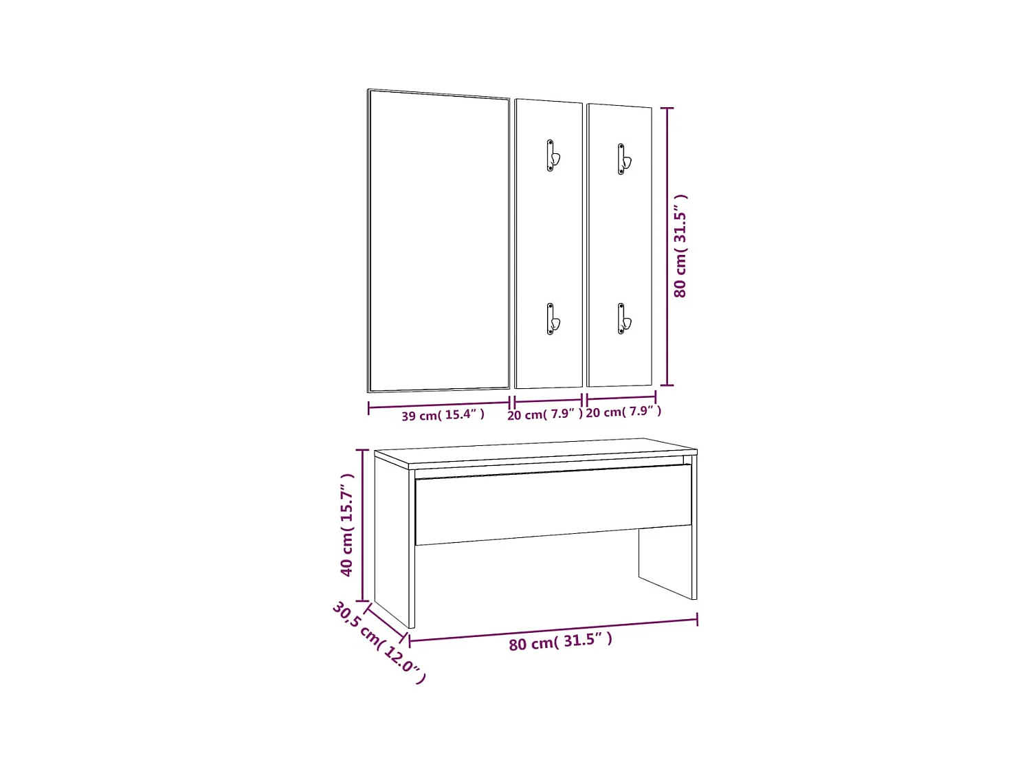 Ensemble de meubles de couloir Chêne marron Bois d'ingénierie