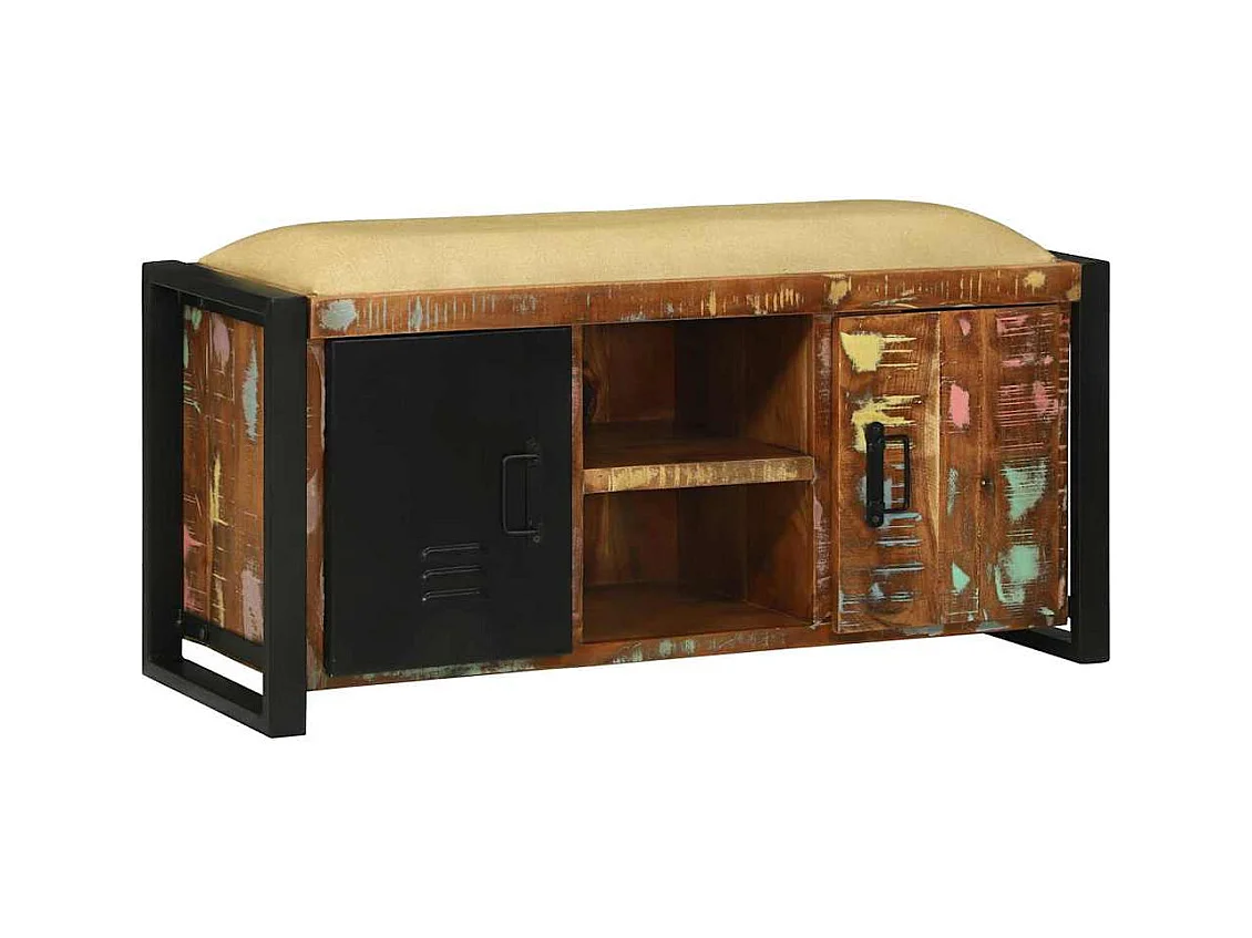 Banc de rangement Multicolore Bois massif de récupération