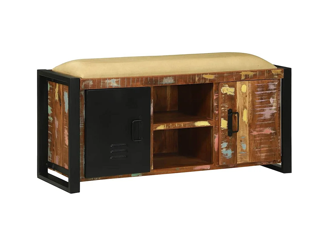 Banc de rangement Multicolore Bois massif de récupération
