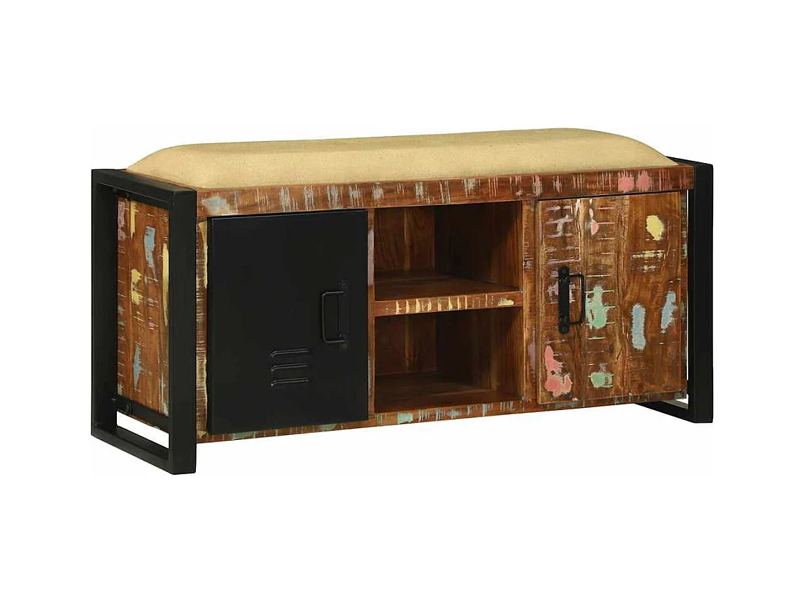 Banc de rangement Multicolore Bois massif de récupération