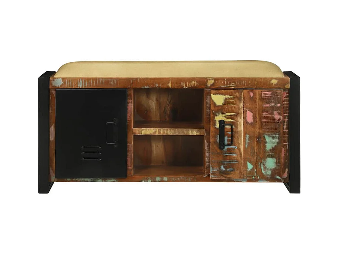 Banc de rangement Multicolore Bois massif de récupération