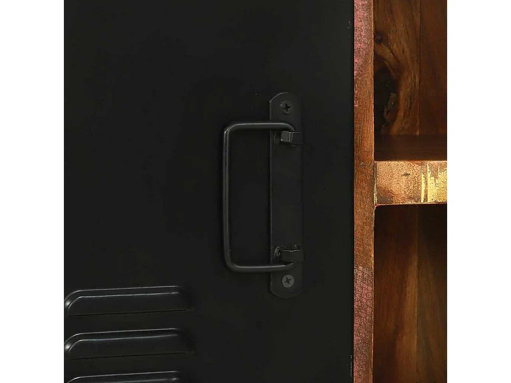 Veelkleurige opbergbank van massief gerecycled hout