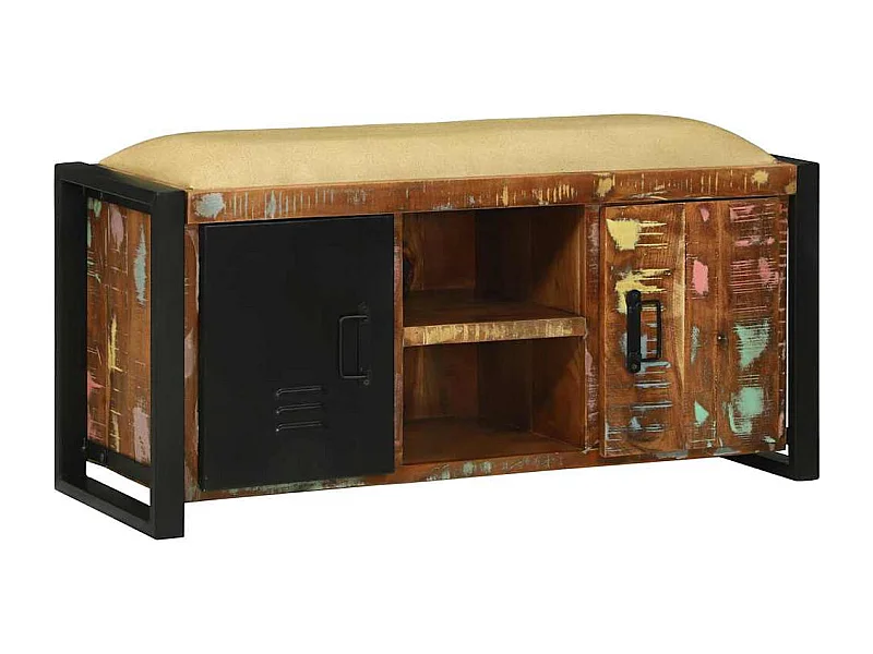 Banc de rangement Multicolore Bois massif de récupération