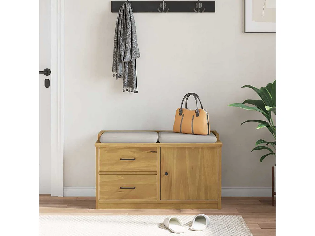 Banc de couloir SANDNES 87x40x50 cm bois de pin massif