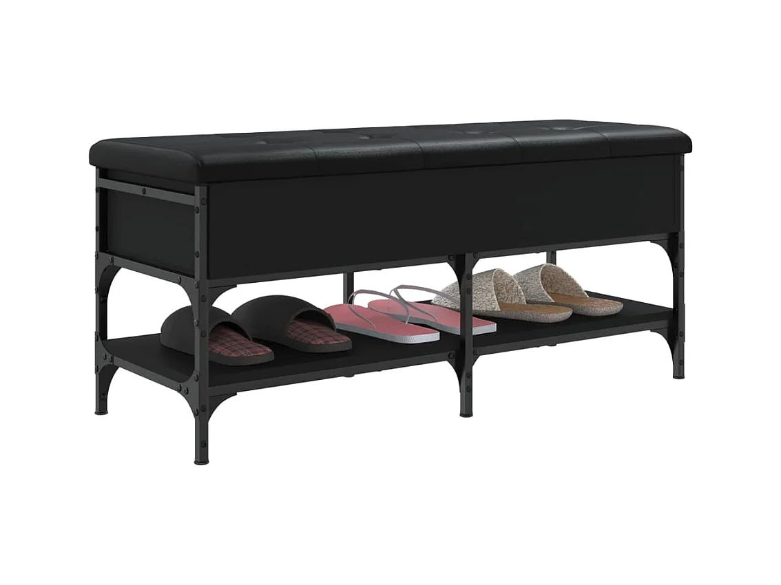 Panca portascarpe nera 102x42x45 cm in legno ingegnerizzato