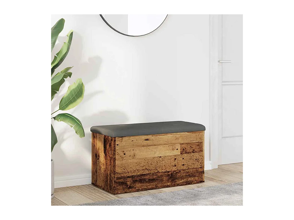 Banc de rangement vieux bois 82x42x45 cm bois d'ingénierie