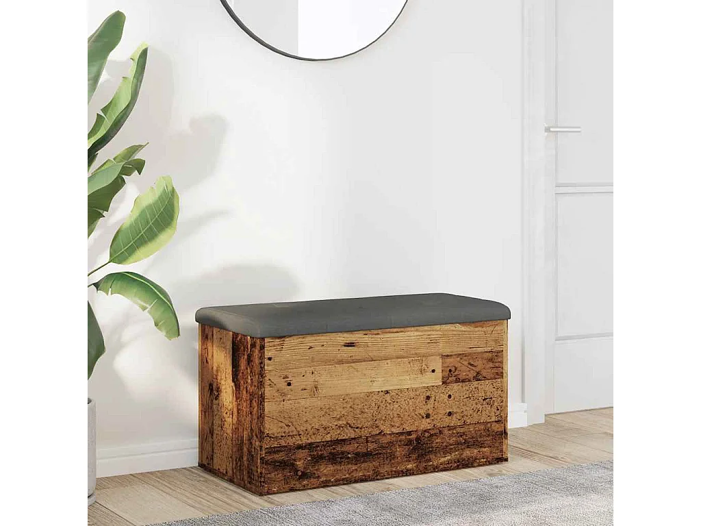 Banc de rangement vieux bois 82x42x45 cm bois d'ingénierie