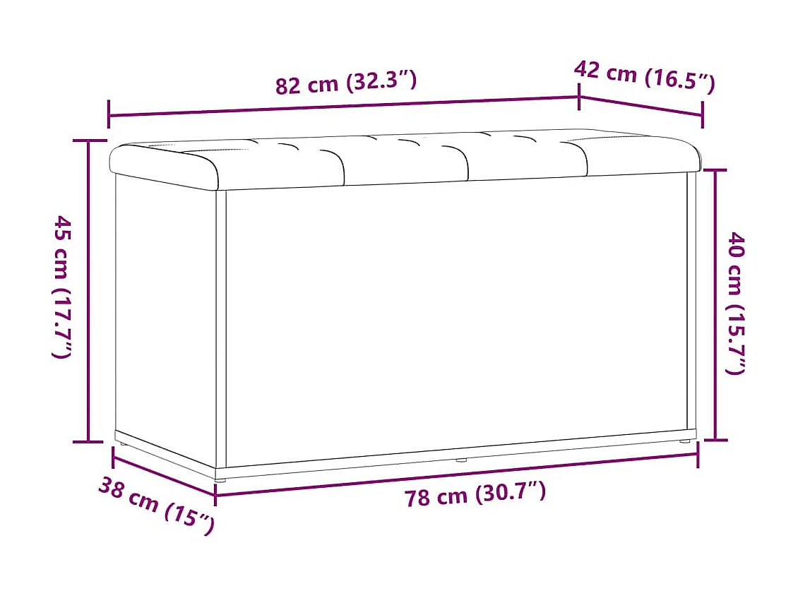 Banc de rangement vieux bois 82x42x45 cm bois d'ingénierie