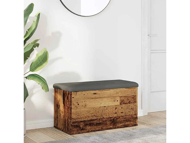 Banc de rangement vieux bois 82x42x45 cm bois d'ingénierie