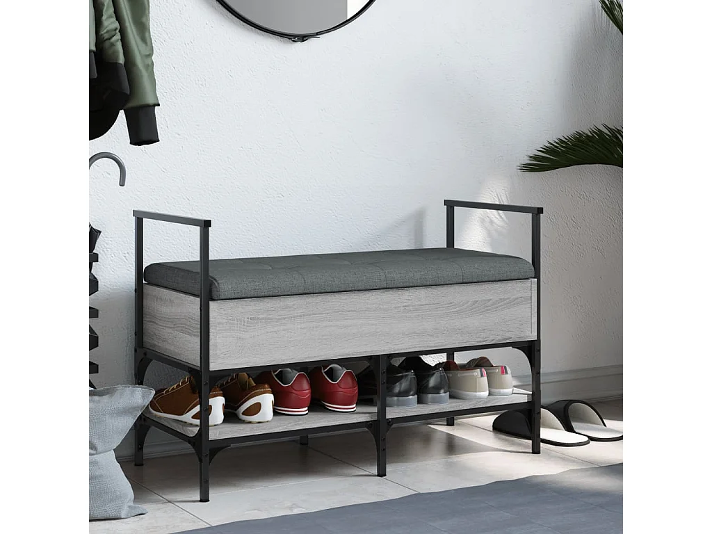 Panca portascarpe Sonoma Grey 85,5x42x57,5 cm in legno ingegnerizzato