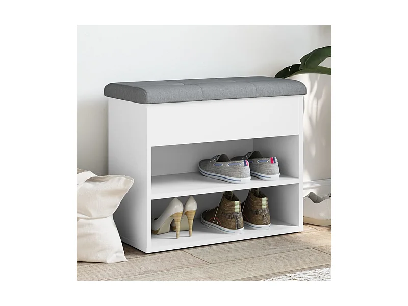 Banco zapatero blanco 62x32x50 cm madera de ingeniería