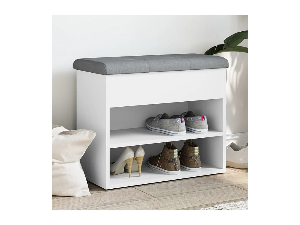 Banc à chaussures blanc 62x32x50 cm bois d'ingénierie