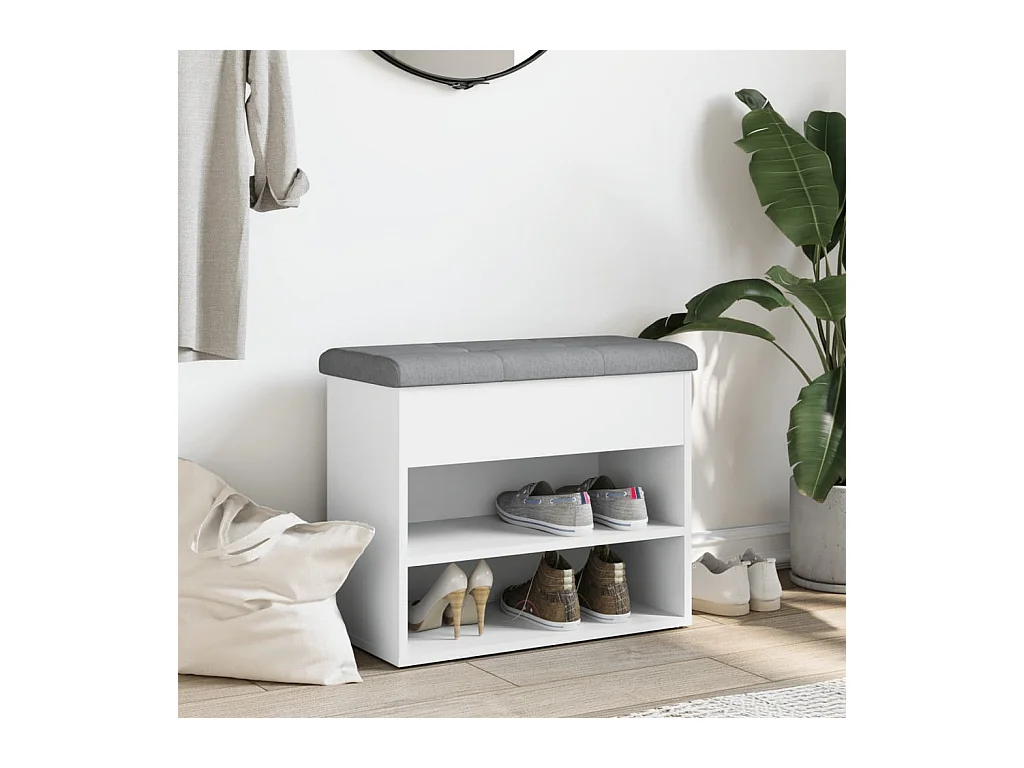 Banc à chaussures blanc 62x32x50 cm bois d'ingénierie